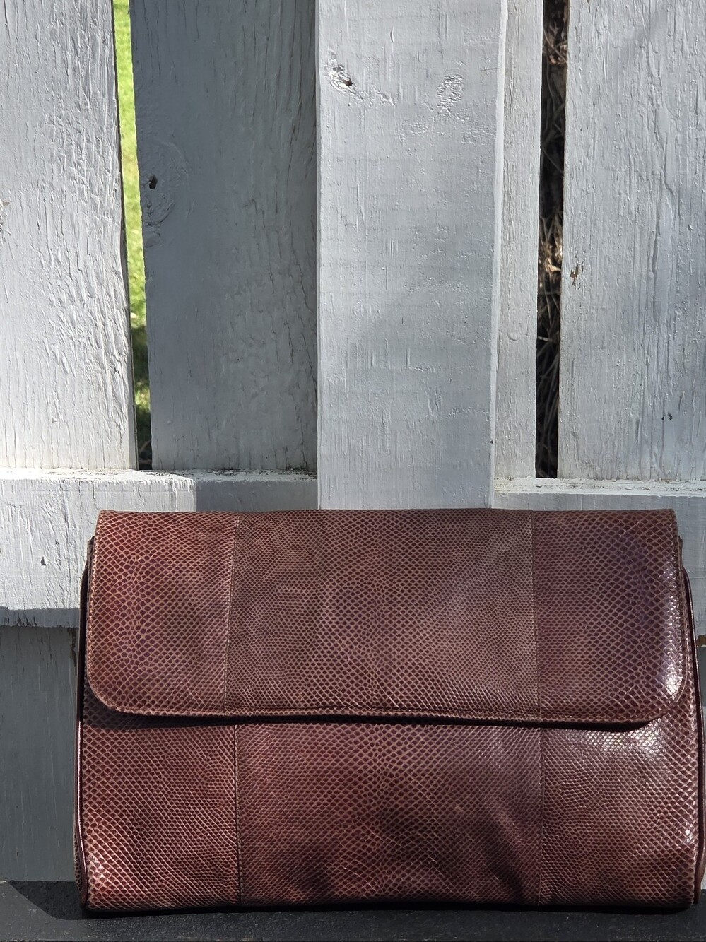 Vintage Reptile Textured Clutch Made In Italy